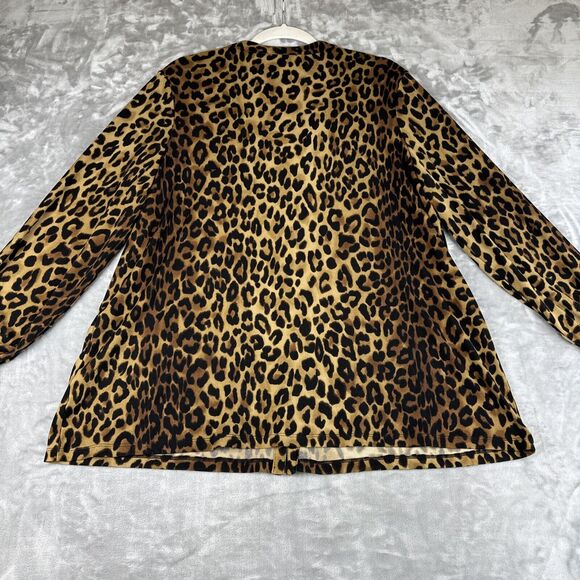 Jones New York Signature Button Up Blouse Women's Large Leopard Black Tan (0774) - Picture 5 of 8